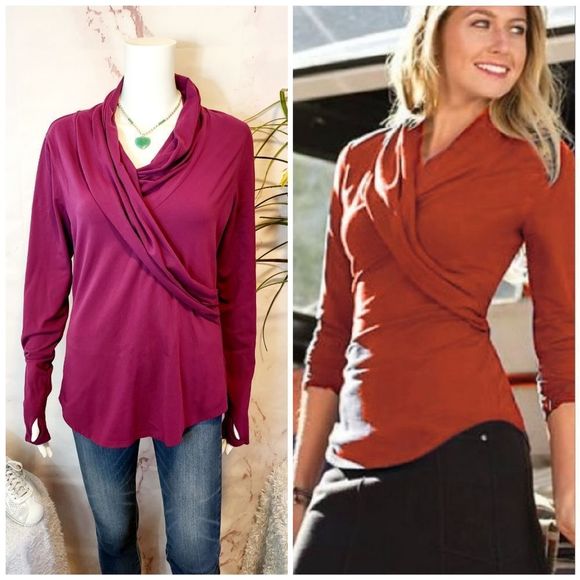 Athleta Tops - Athleta pullover Roya faux wrap long sleeve top